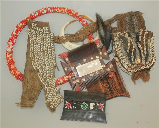 A collection of Papua New Guinea beadwork items, & 4 other items